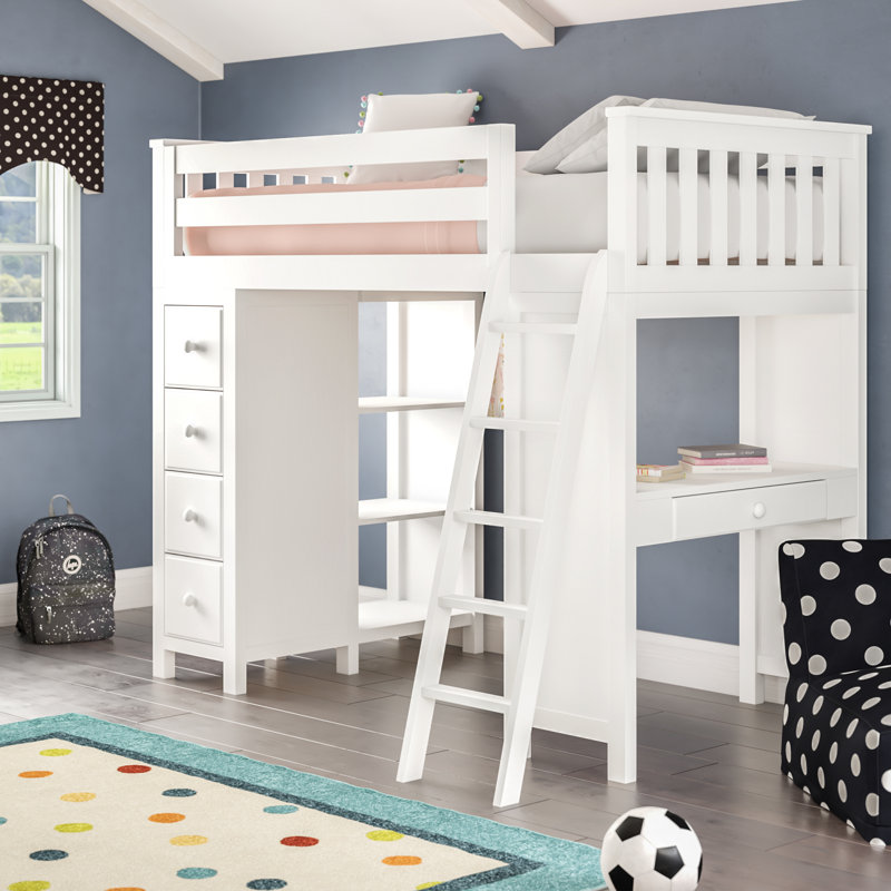 Harriet Bee Ayres Twin Loft Bed with Drawers and Shelves & Reviews